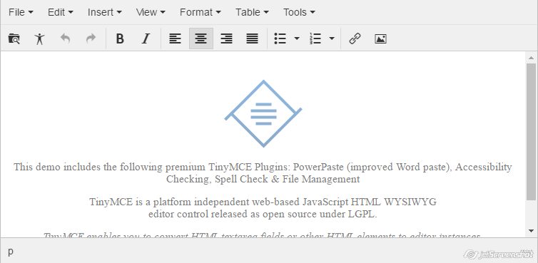 TinyMCE WYSIWYG редактор